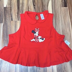 Disney Minnie Mouse red peplum top 2X NWT
